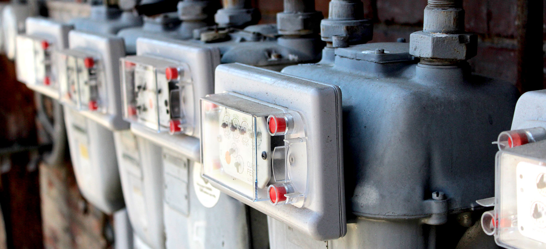 gas meters close up