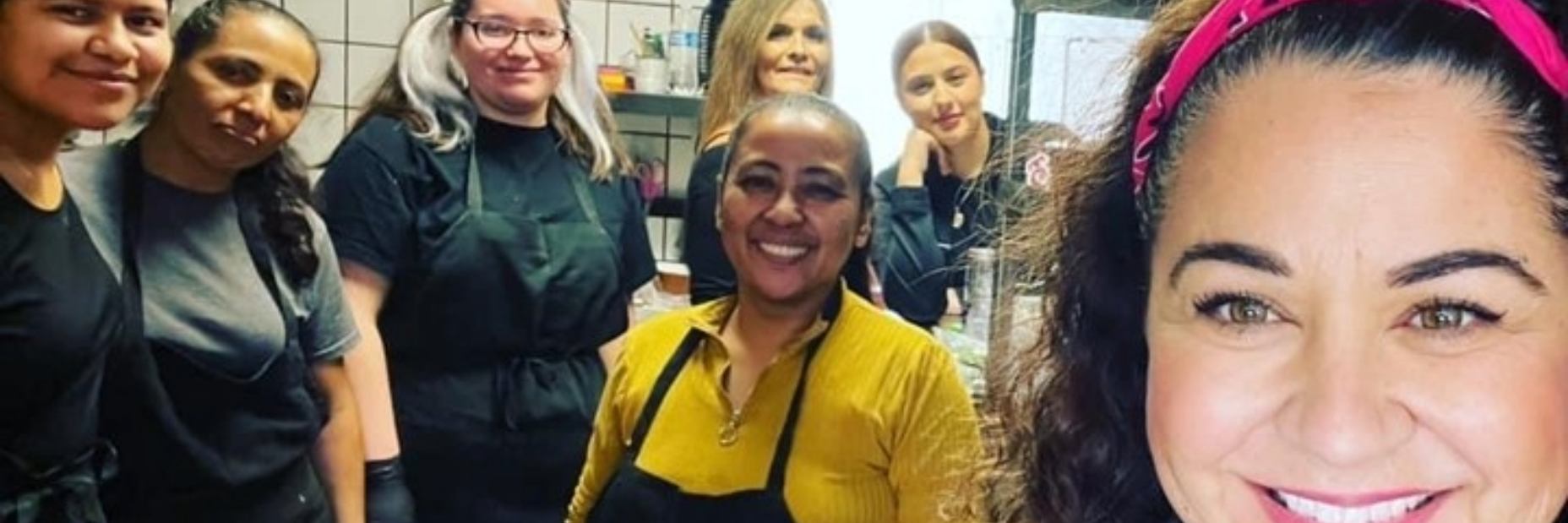 Pocha restaurant workers smiling