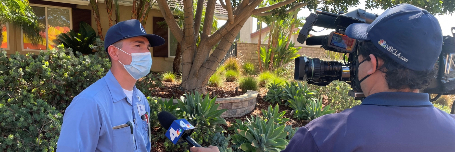 News reporter from NBC4 interviewing a socalgas employee