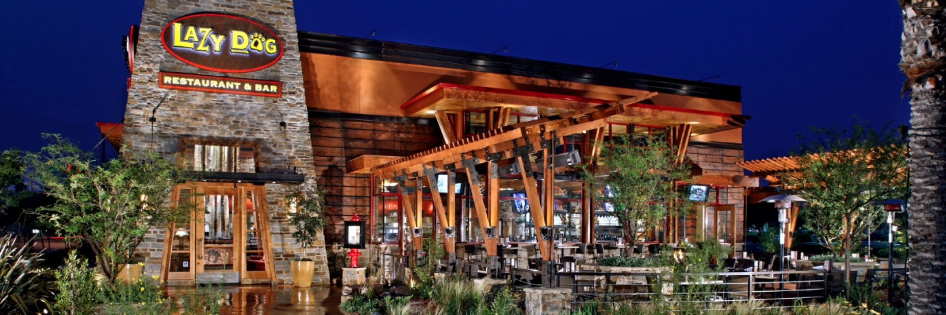 Exterior image of lazy dog restaurant and bar